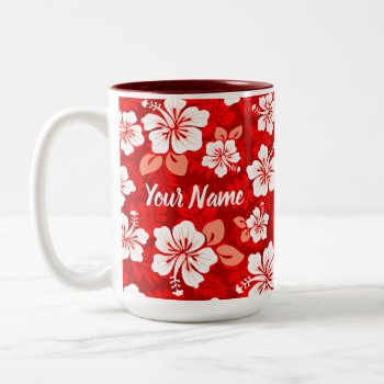 Hawaiian Aloha Shirt Pattern — Red Two-tone Coffee Mug by staticnoise at Zazzle