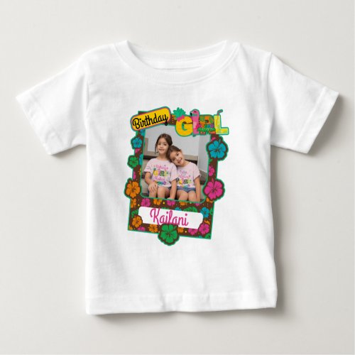 Hawaiian aloha summer Birthday Girl Photo Frame Ba Baby T_Shirt