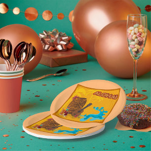 Hawaiian Aloha Tiki Bar Retro Luau Party Paper Plates