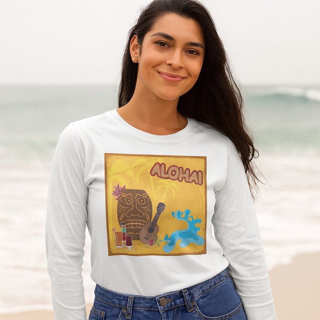 Hawaiian Aloha Tiki Bar Retro Luau Party  T-Shirt (Creator Uploaded)