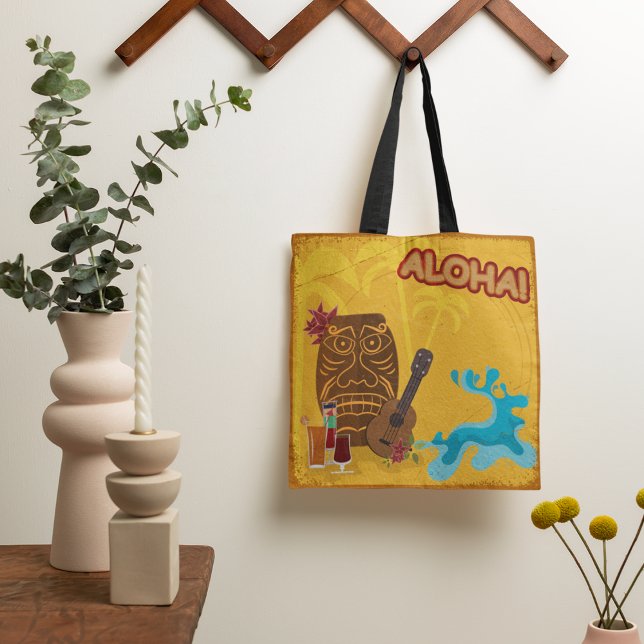 Hawaiian Aloha Tiki Bar Retro Luau Party  Tote Bag (Creator Uploaded)