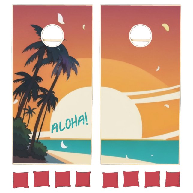 Hawaiian/Aloha/Tropical/beach Cornhole Set (Set)