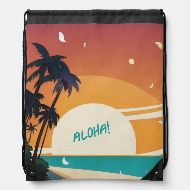 Hawaiian/Aloha/Tropical/beach Drawstring Bag (Front)
