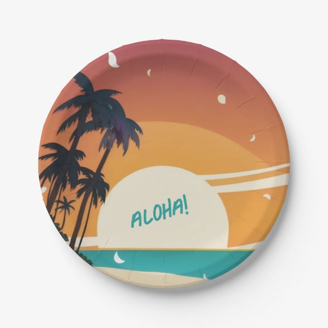 Hawaiian/Aloha/Tropical/beach Paper Plates (Front)