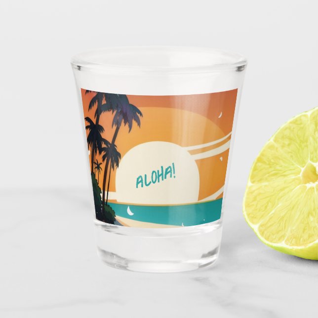 Hawaiian/Aloha/Tropical/beach Shot Glass (Front)