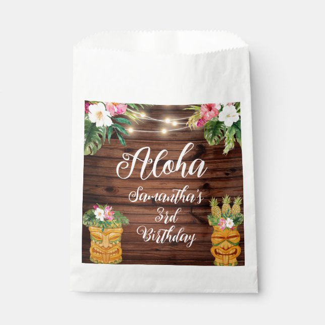 Hawaiian Aloha Tropical Birthday Luau Party Favor Bag (Front)