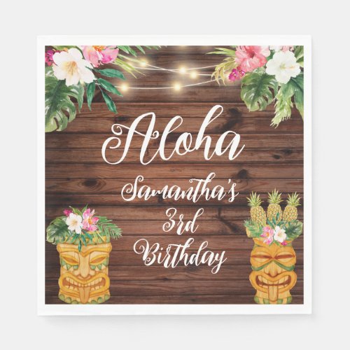 Hawaiian Aloha Tropical Birthday Luau Party Napkins