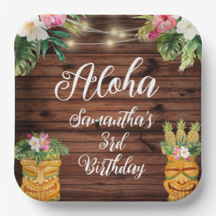 Hawaiian Aloha Tropical Birthday Luau Party Paper Plates