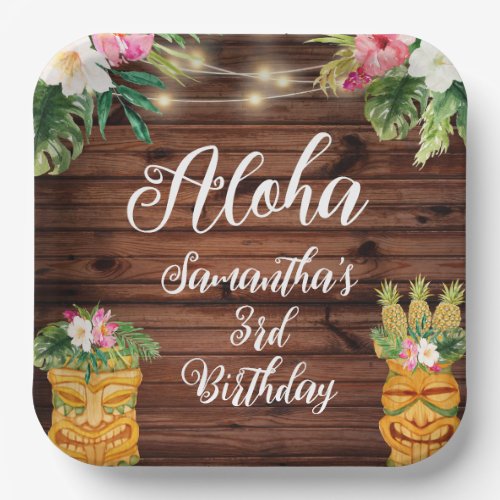 Hawaiian Aloha Tropical Birthday Luau Party Paper Plates