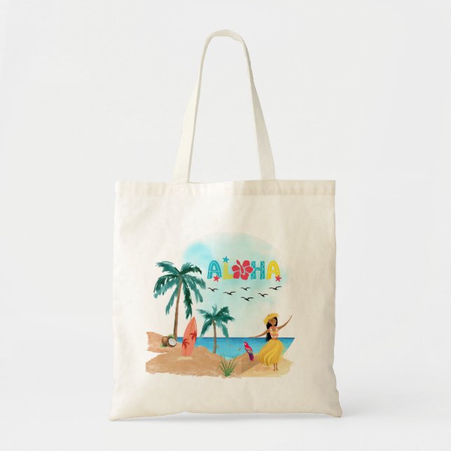 Hawaiian Aloha Vibes Tote Bag (Front)