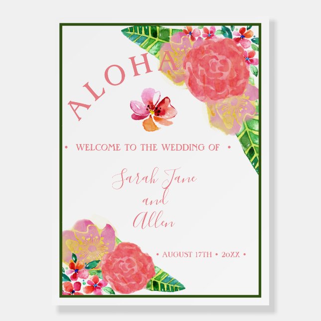 Hawaiian Aloha Wedding Welcome Foam Board (Front)