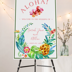 Hawaiian Aloha Wreath Wedding Welcome Foam Board