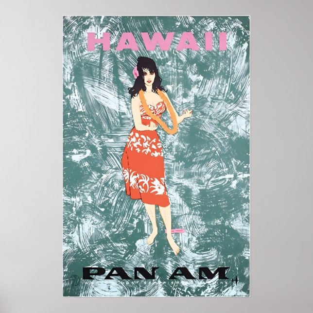 Hawaiian Art Hawaii Print Pan Am Travel Poster (Front)