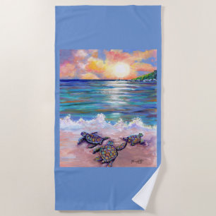 Hawaiian Baby Sea Turtles at the Beach Towel