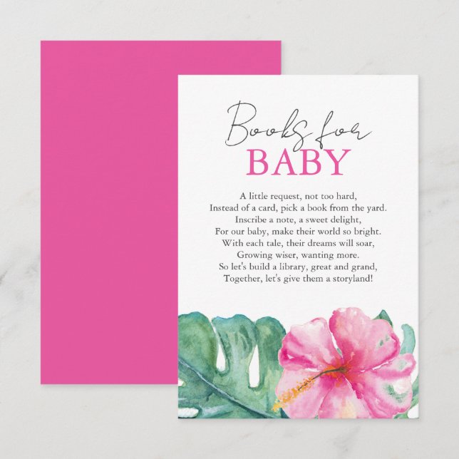 Hawaiian Baby Shower Books For Baby Enclosure Card (Front/Back)