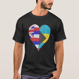 Hawaiian Bahamian Flag Heart T-Shirt
