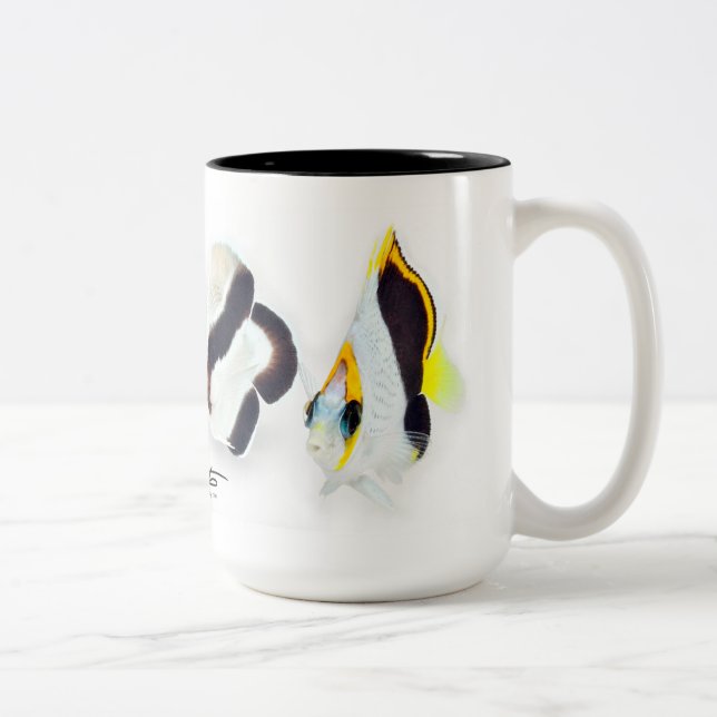 Hawaiian Bandit Angelfish & Tinker's Butterflyfish Two-Tone Coffee Mug (Right)