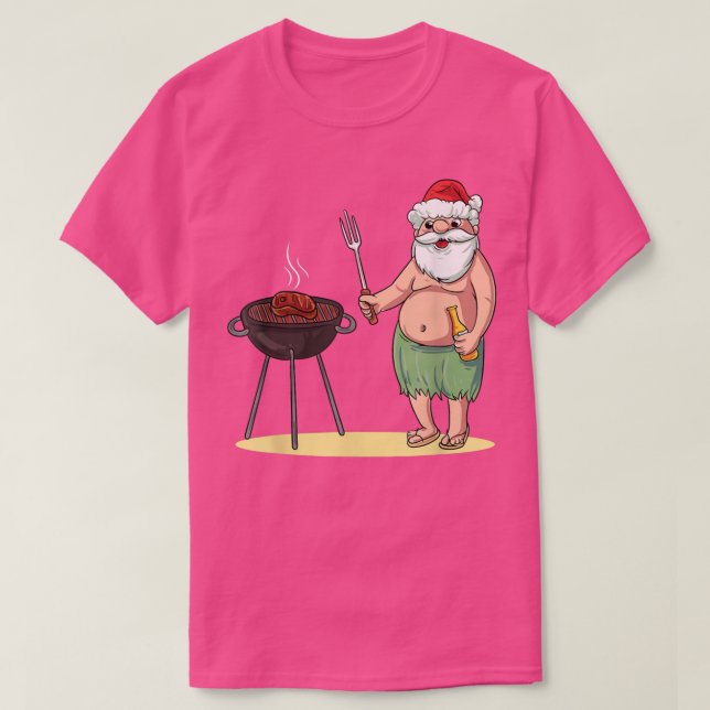 Hawaiian BBQ Santa Claus Christmas in July T-Shirt (Design Front)