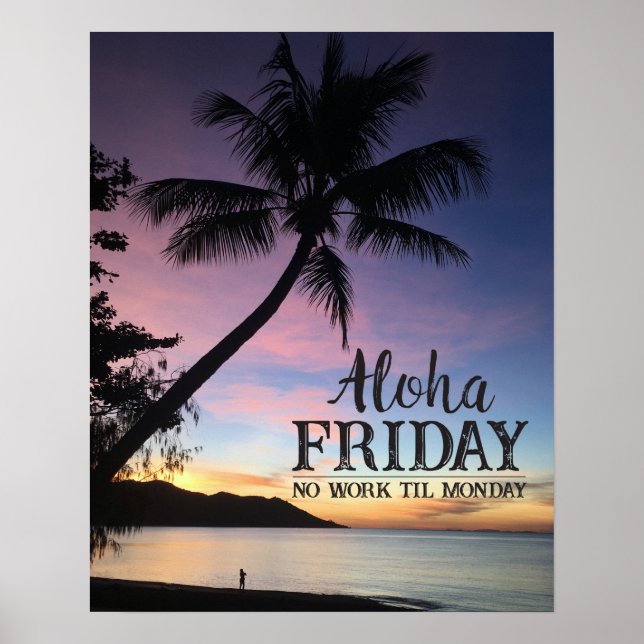 Hawaiian Beach Bar Aloha Friday Tropical Sunset Poster (Front)