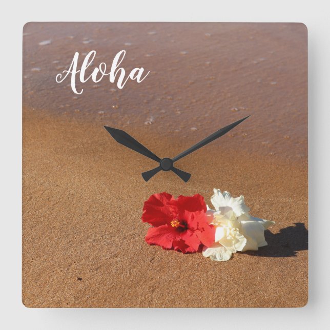 Hawaiian Beach Hibiscus Wall Clock (Front)