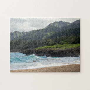 Hawaiian Beach Oahu Surfers Travel Photo Jigsaw Puzzle