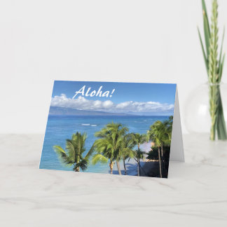 Hawaiian Beach, Ocean and Palms Holiday Card