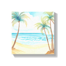 Hawaiian Beach | Palm Tree Tropical Watercolor