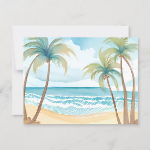 Hawaiian Beach Palm Tree Tropical Watercolor Postcard