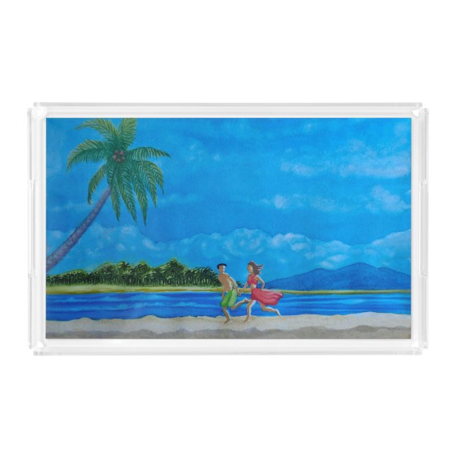 Hawaiian Beach Run Acrylic Tray (Front)