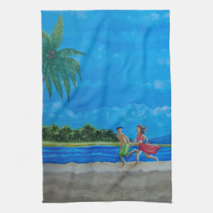 Hawaiian Beach Run Kitchen Towel