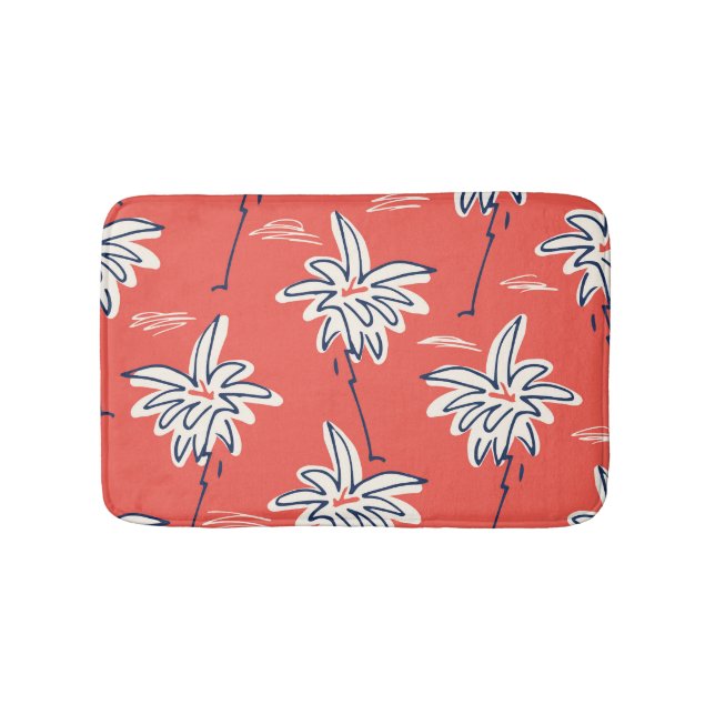 Hawaiian beach shirt, doodle palm pattern. bath mat (Front)