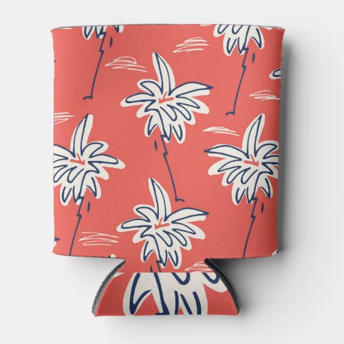 Hawaiian beach shirt doodle palm pattern can cooler