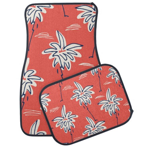 Hawaiian beach shirt doodle palm pattern car floor mat