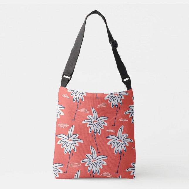 Hawaiian beach shirt, doodle palm pattern. crossbody bag (Front)