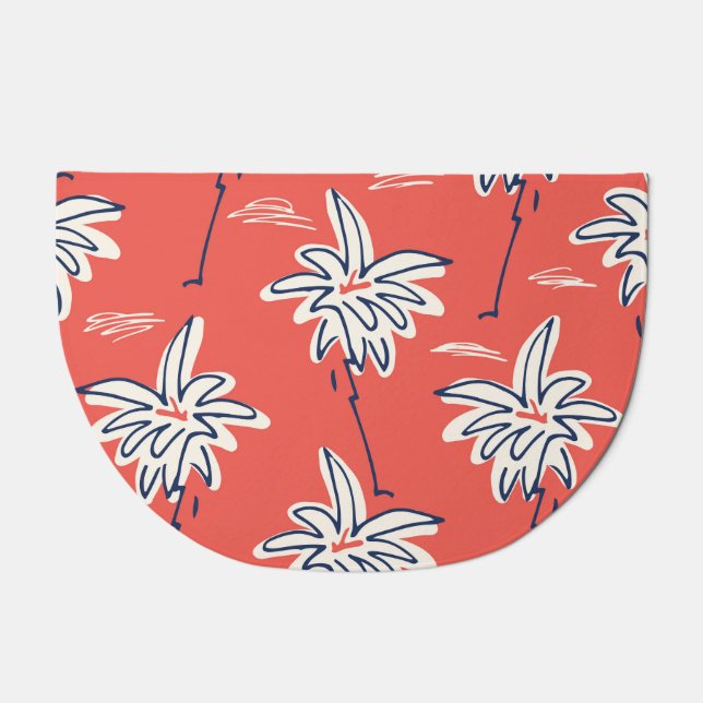 Hawaiian beach shirt, doodle palm pattern. doormat (Front)