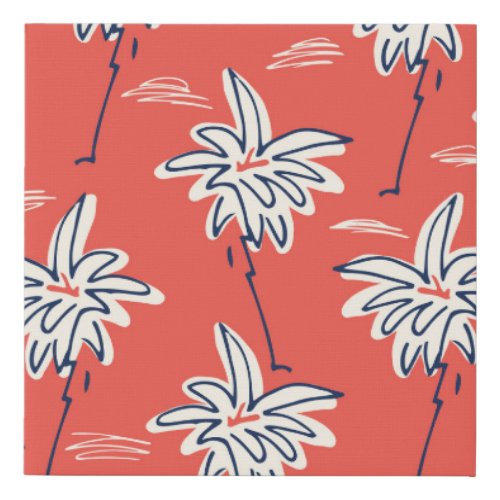 Hawaiian beach shirt doodle palm pattern faux canvas print