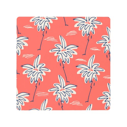 Hawaiian beach shirt doodle palm pattern metal print