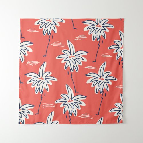 Hawaiian beach shirt doodle palm pattern tapestry