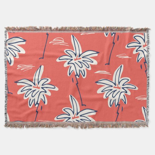 Hawaiian beach shirt doodle palm pattern throw blanket