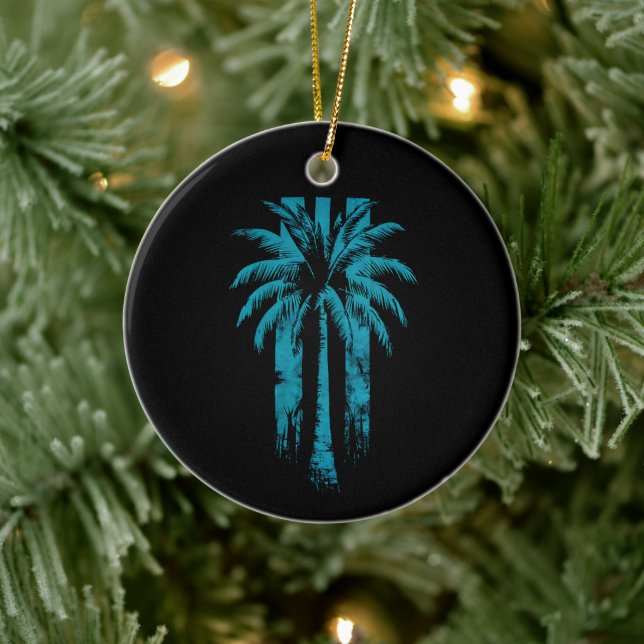 Hawaiian Beach Summer Tropical Vacation Palm Tree Ceramic Ornament (Tree)