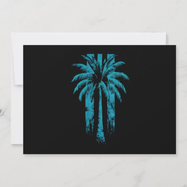 Hawaiian Beach Summer Tropical Vacation Palm Tree Invitation (Front)