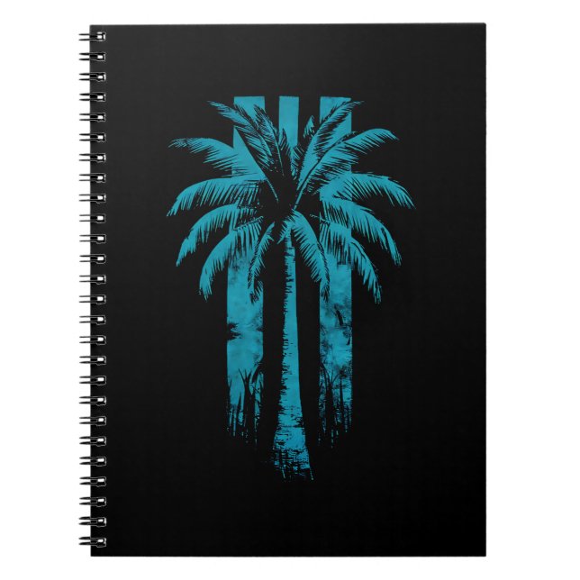 Hawaiian Beach Summer Tropical Vacation Palm Tree Notebook (Front)