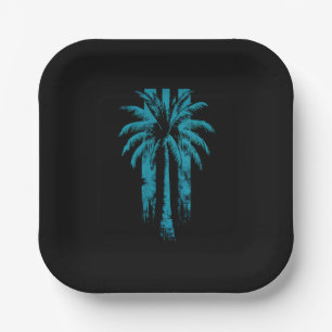 Hawaiian Beach Summer Tropical Vacation Palm Tree Paper Plates
