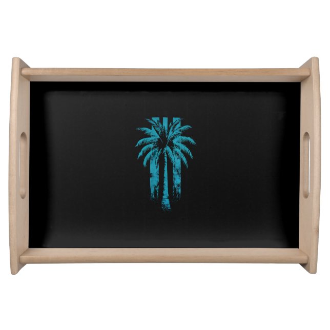 Hawaiian Beach Summer Tropical Vacation Palm Tree Serving Tray (Front)