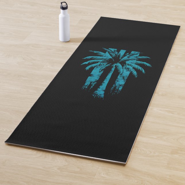 Hawaiian Beach Summer Tropical Vacation Palm Tree Yoga Mat (In Situ)