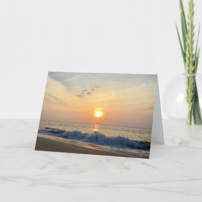 hawaiian beach sunset greeting card (Front)