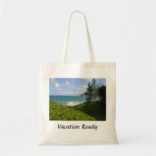 Hawaiian Beach "Vacation Ready" quote tote bag
