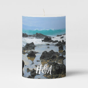 Hawaiian Beach & Waves Initials Candle