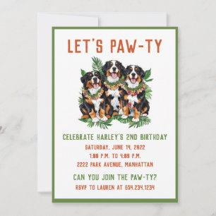 Hawaiian Bernese Mountain Dogs Flower Lei Invitation