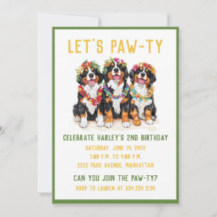 Hawaiian Bernese Mountain Dogs Flower Lei Invitation